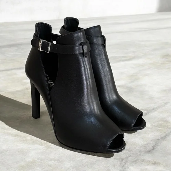 NWOT Michael Kors Black Lawson Open Toe Stiletto Heel Ankle Boots! Size 6! - Picture 5 of 12
